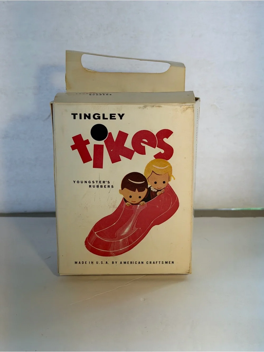 Vintage In Original Box Tingley Tikes Children’s Rubber Overshoe Black 8- 9 1/2